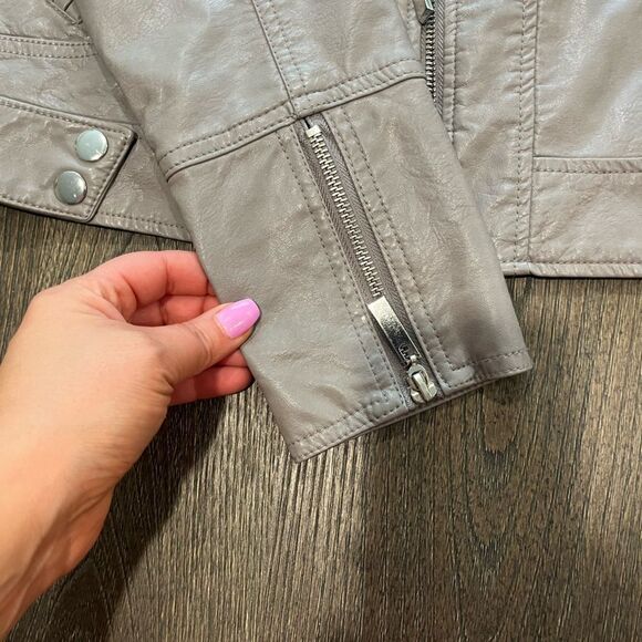 Apt 9 Taupe Faux Leather Motorcycle Jacket Size M - Picture 6 of 8